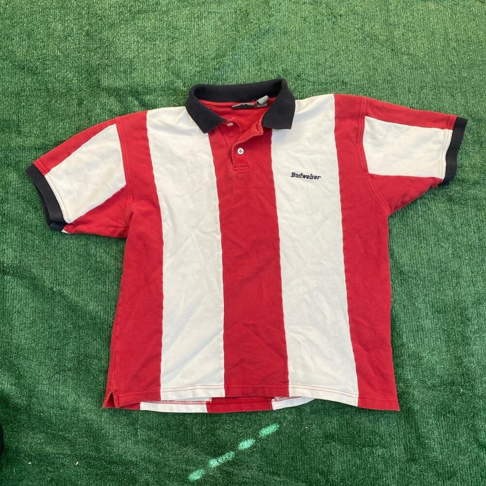 Vintage Y2K Striped Budweiser Polo